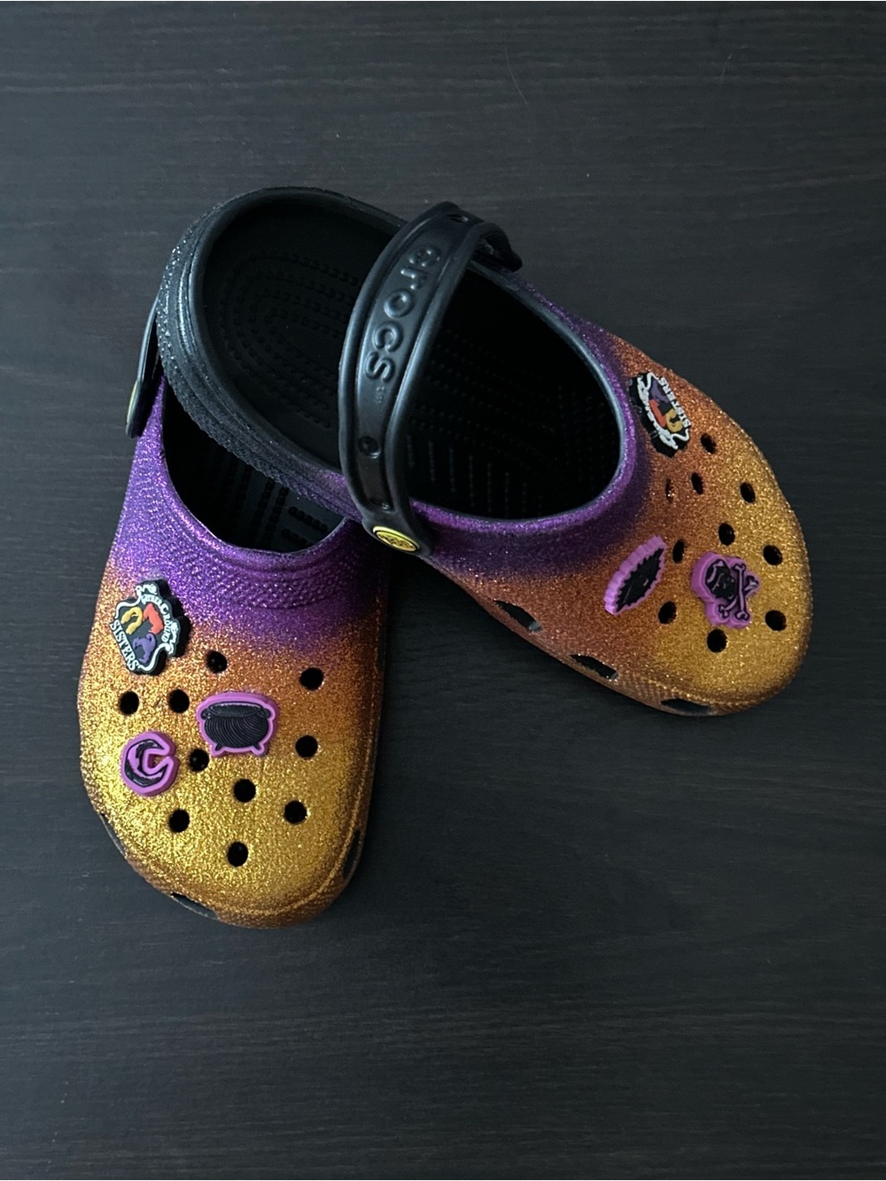 Custom Glitter Crocs (Purple & Gold) – Halloween / Hocus Pocus Style - Picture 2 of 7